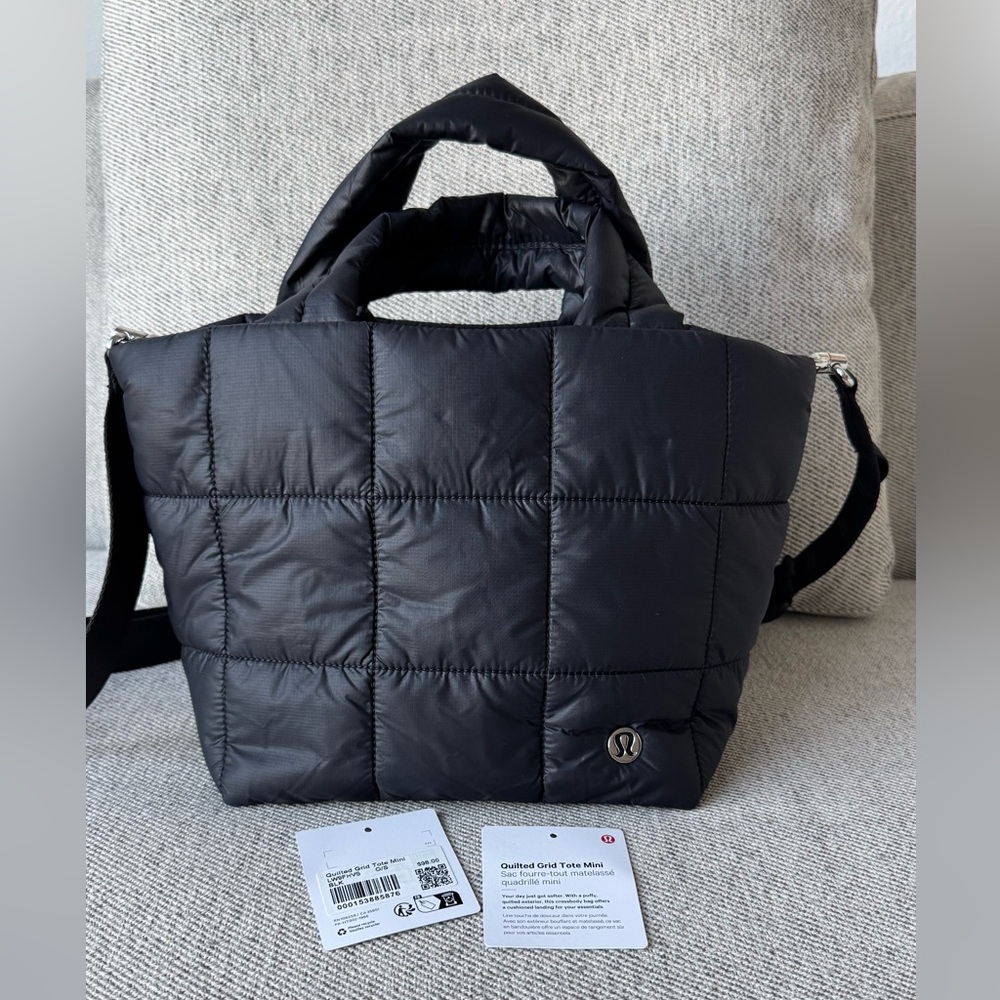 EUC - Lululemon Quilted Grid Tote Bag Mini 5L - Black